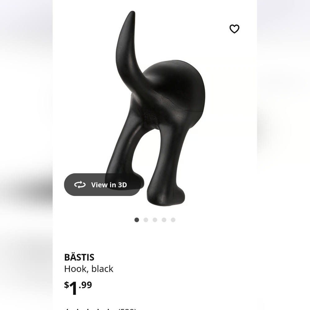 IKEA Black Dog Tail Wall Hook